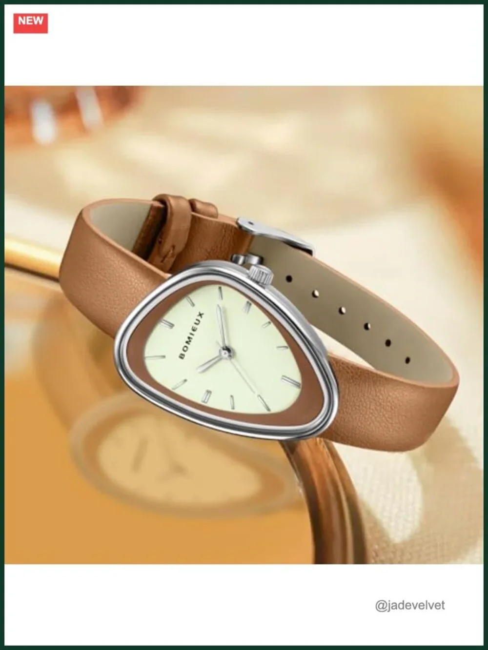 Vintage Leather Analog Quartz Watch Irregular Dial Women